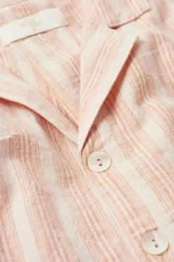 Ellos Home Pyjamasskjorte Elly Stripe i genanvendt halvlinned Mørk abrikos Best