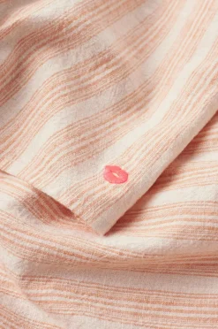 Ellos Home Pyjamasskjorte Elly Stripe i genanvendt halvlinned Mørk abrikos Best