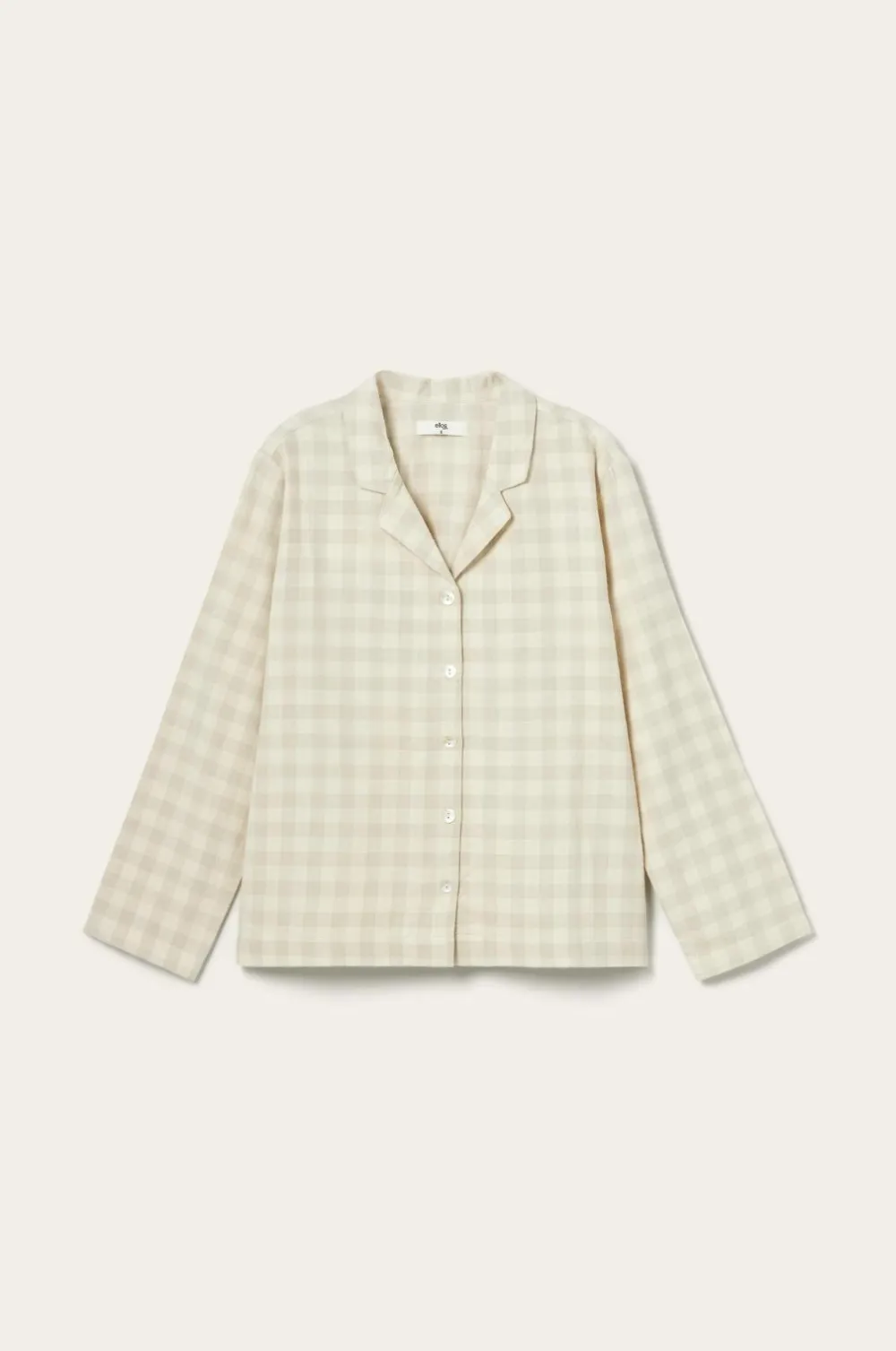 Ellos Home Pyjamasskjorte Valerie Small Check Beige/cremehvid Sale