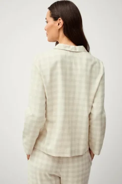 Ellos Home Pyjamasskjorte Valerie Small Check Beige/cremehvid Sale