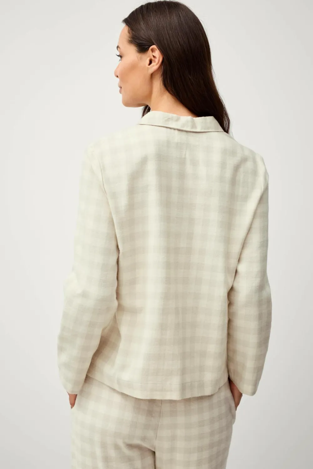 Ellos Home Pyjamasskjorte Valerie Small Check Beige/cremehvid Sale