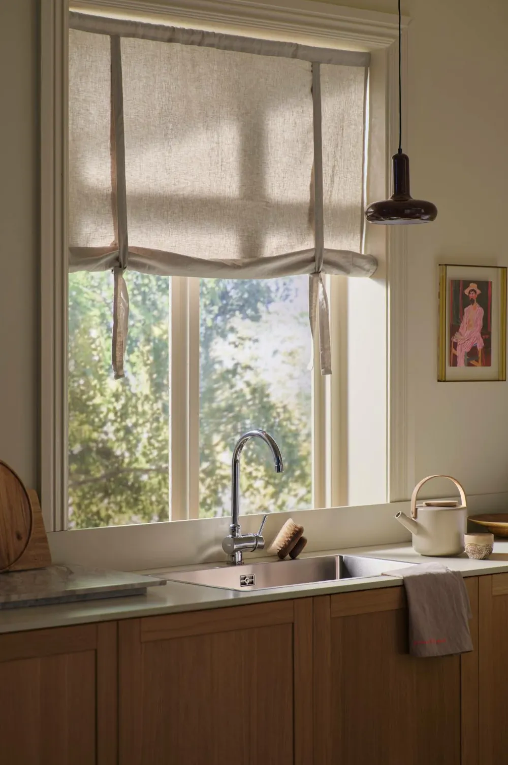 Ellos Gardinkapper>Home Roll up-gardin Elly i genanvendt halvlinned Linen beige