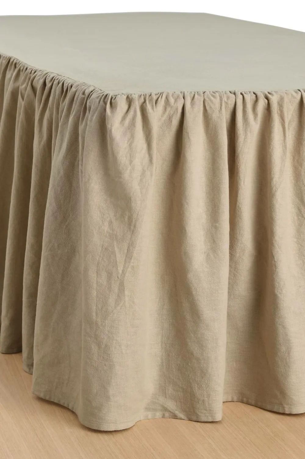 Ellos Home Sengekappe Elly Frilled i genanvendt halvlinned 52 cm Linen beige Best