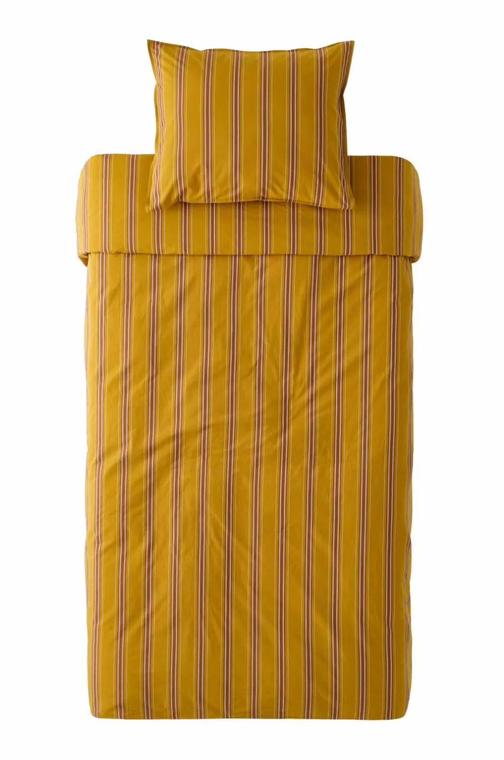Ellos Home Sengesæt Avery Stripe i bomuldspercale 2 eller 3 stykker Mørk guldgul Sale