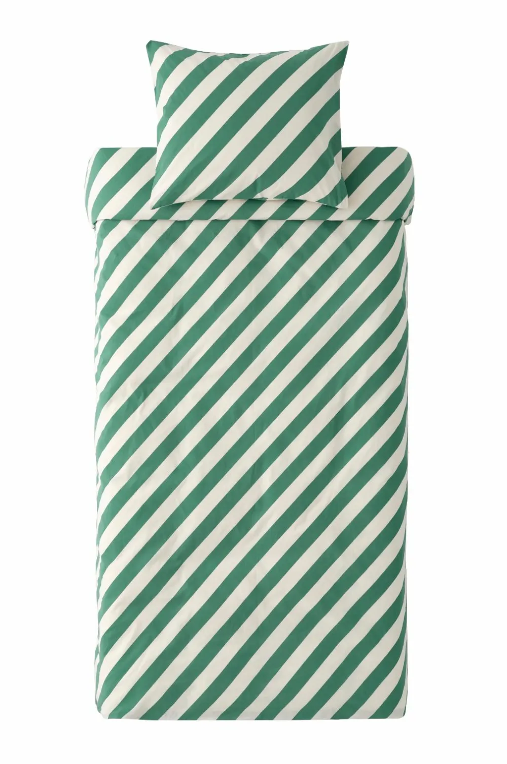 Ellos Home Sengesæt Diagonal Stripe i bomuld 2 dele Flaskegrøn Outlet