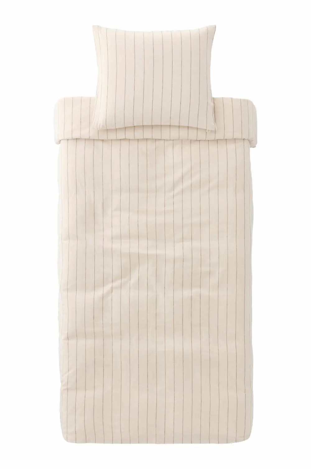 Ellos Home Sengesæt Elly Thin Stripe i genanvendt halvlinned 2 eller 3 stykker Bronzebrun Hot