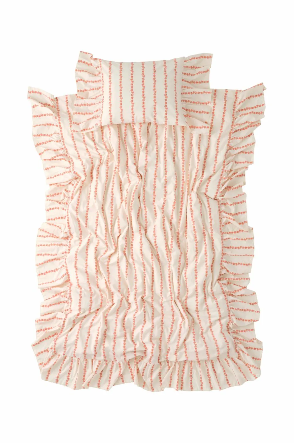 Ellos Home Sengesæt Juliette Garland Giant Frill i bomuld 2 dele Abrikosrosa/creme Online