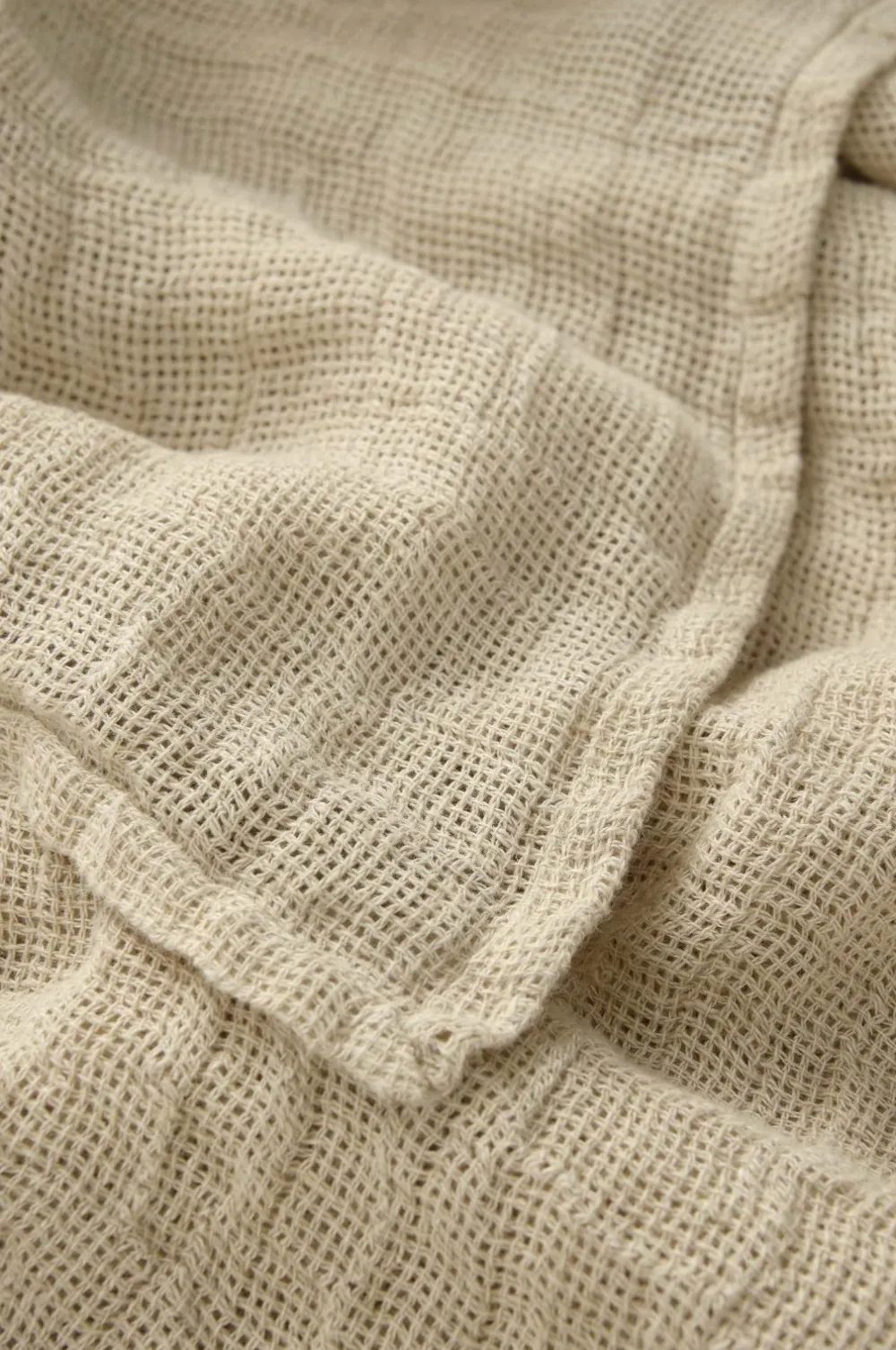 Ellos Sengetæpper>Home Sengetæppe Candice Grating i vasket linned Linen beige
