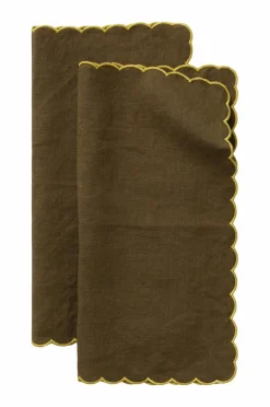 Ellos Home Servietter Malva Scallop 40x40 cm 2-pak Mørkegrøn Best