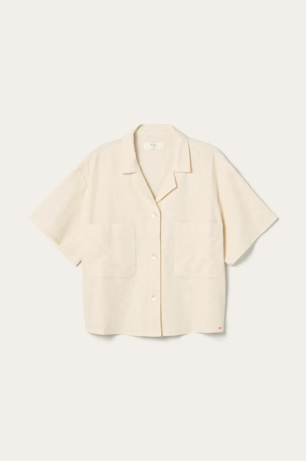 Ellos Home Skjorte Elly Camp Collar i genanvendt halvlinned Cremet hvid Hot