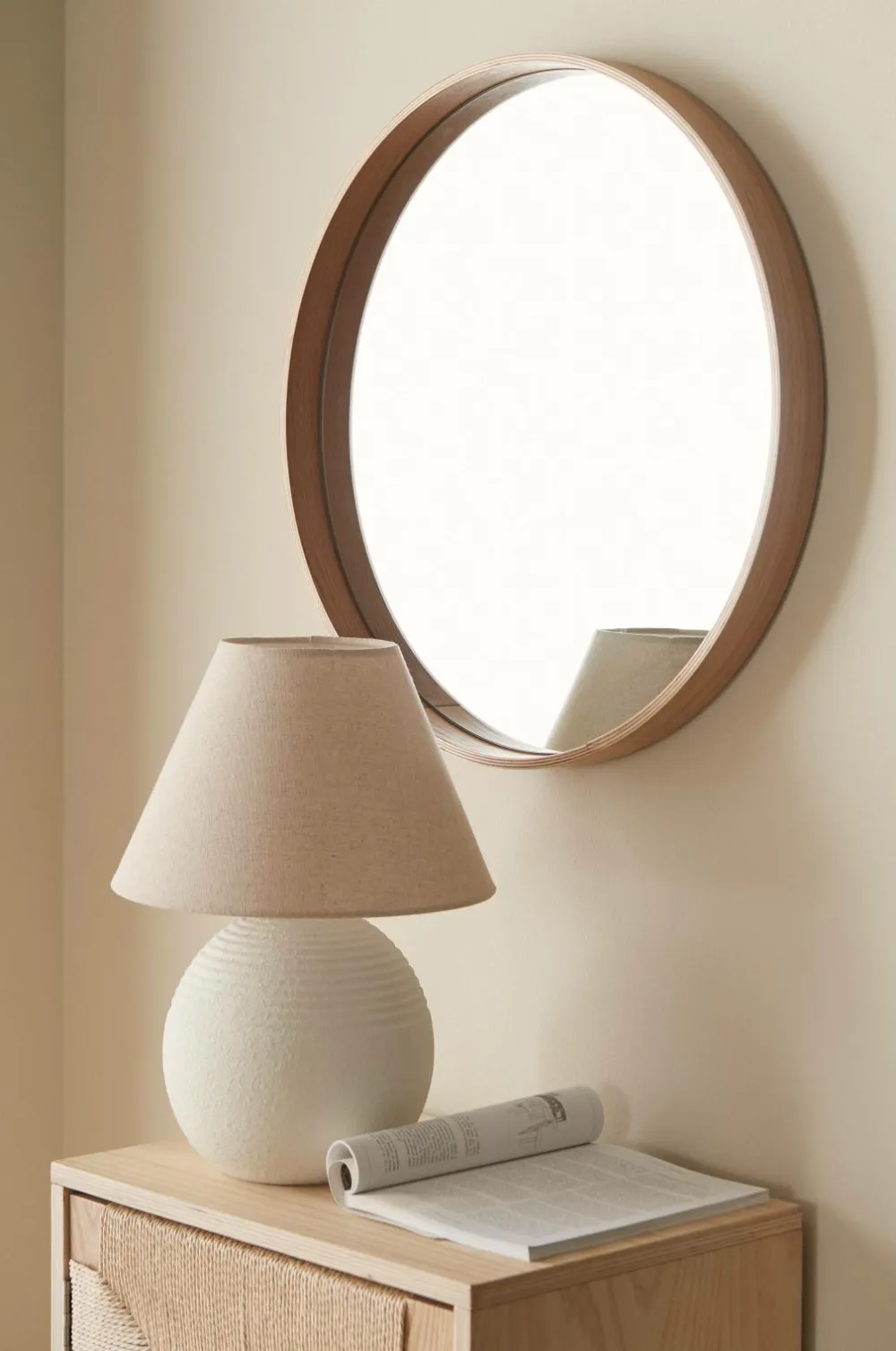 Ellos Home Spejl Elin Ø 59 cm Beige Outlet