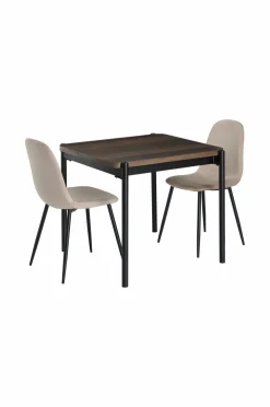Ellos Home Spisebordssæt Gilda 2 Stolar, 75x85 cm Brun bord / beige stolar Best