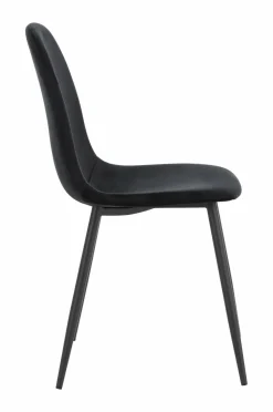 Ellos Home Spisebordssæt Gilda med bord 180x90 cm + 6 stole hvidlaseret bord / sort sammetsstole Online