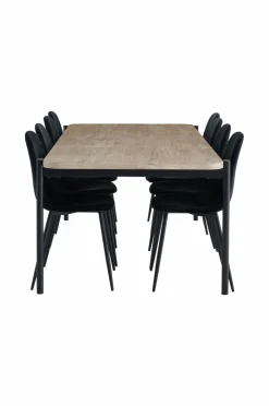 Ellos Spisegrupper>Home Spisebordssæt Gilda med 1 bord og 8 stole hvidt bord / sorte stole