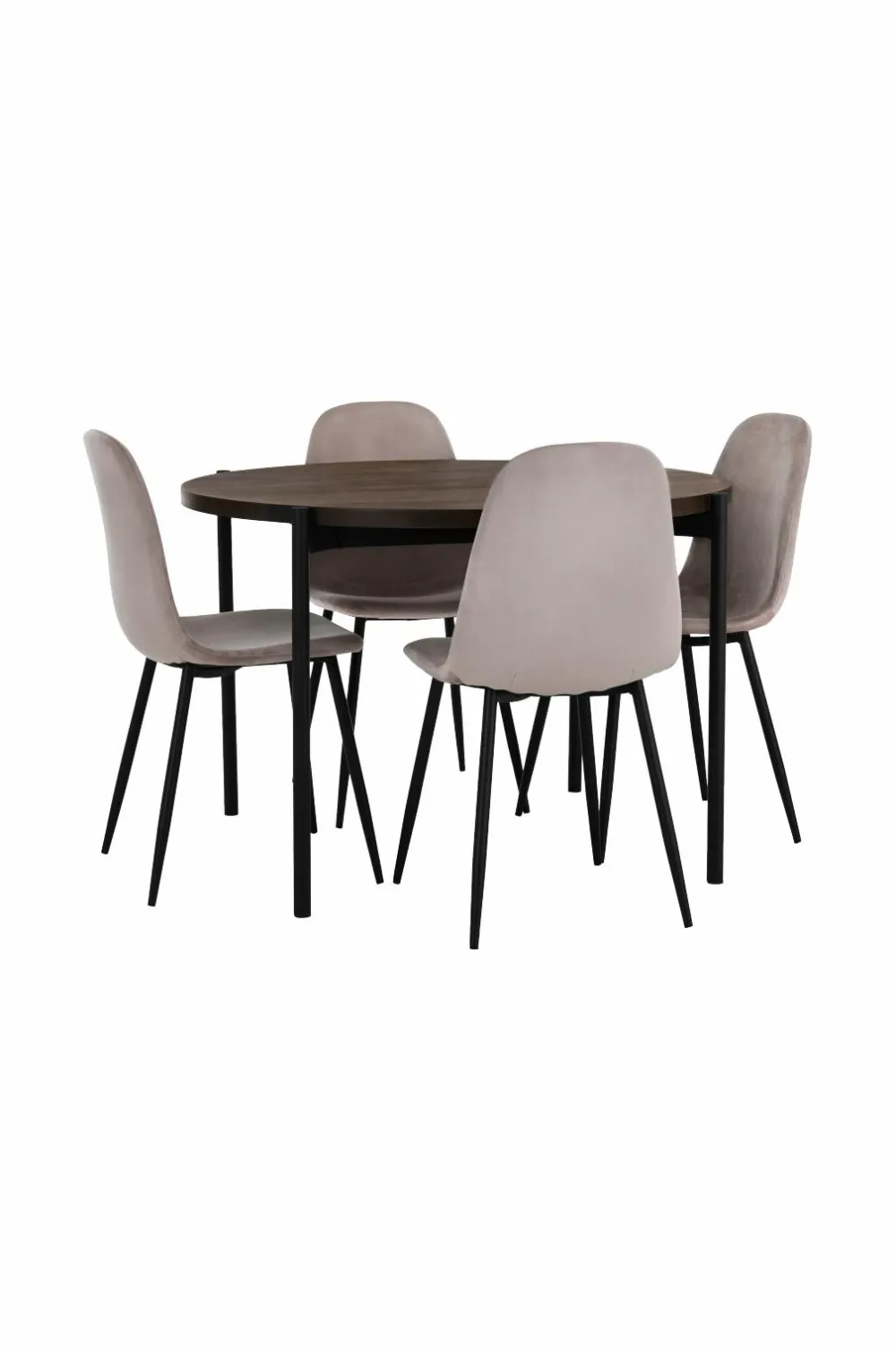 Ellos Home Spisebordssæt Gilda med 1 bord og 4 stole Brunt bord/beige stole Outlet