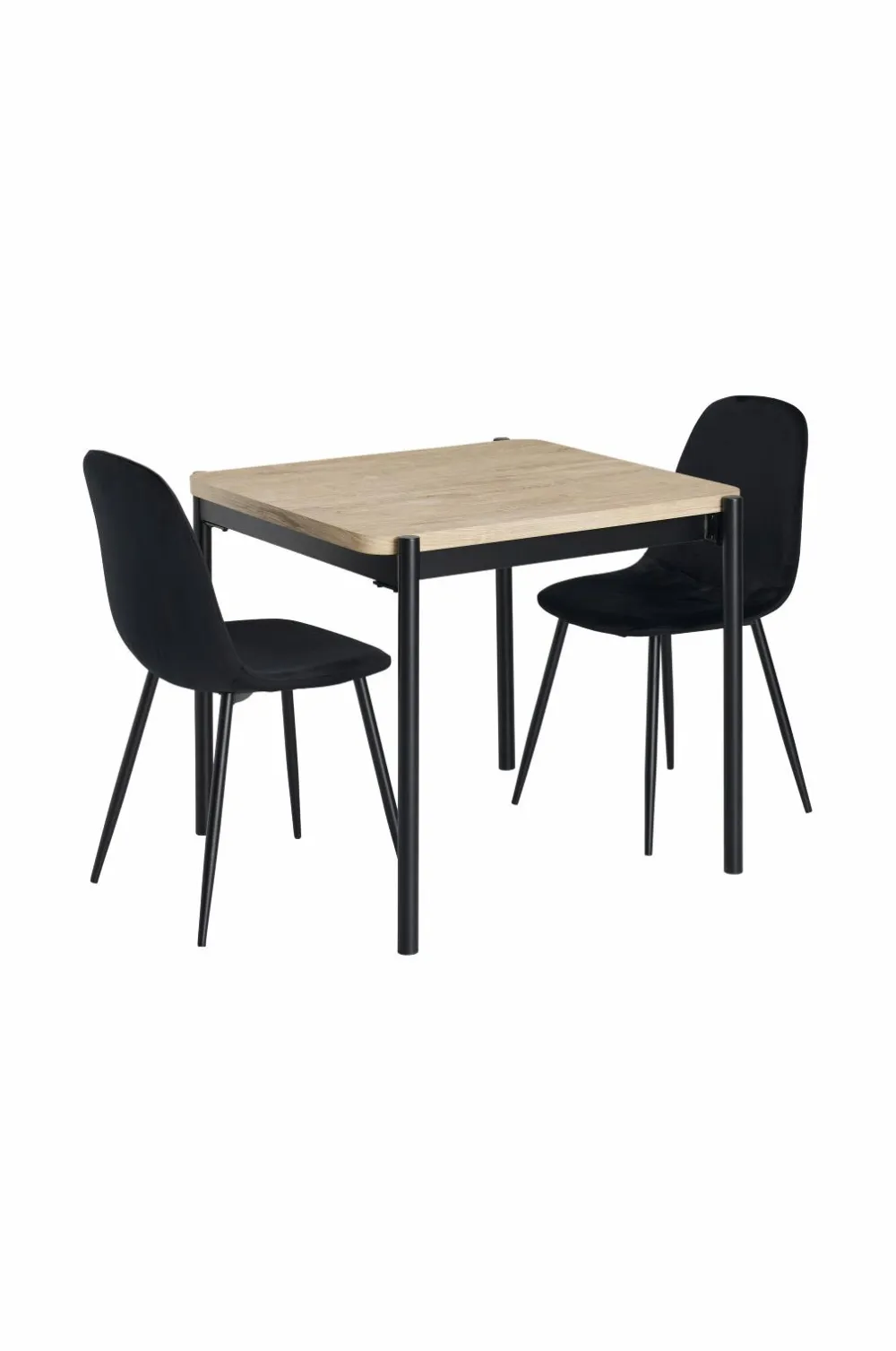 Ellos Home Spisebordssæt Gilda 2 Stolar, 75x85 cm hvidlaseret bord / sorte stole Sale
