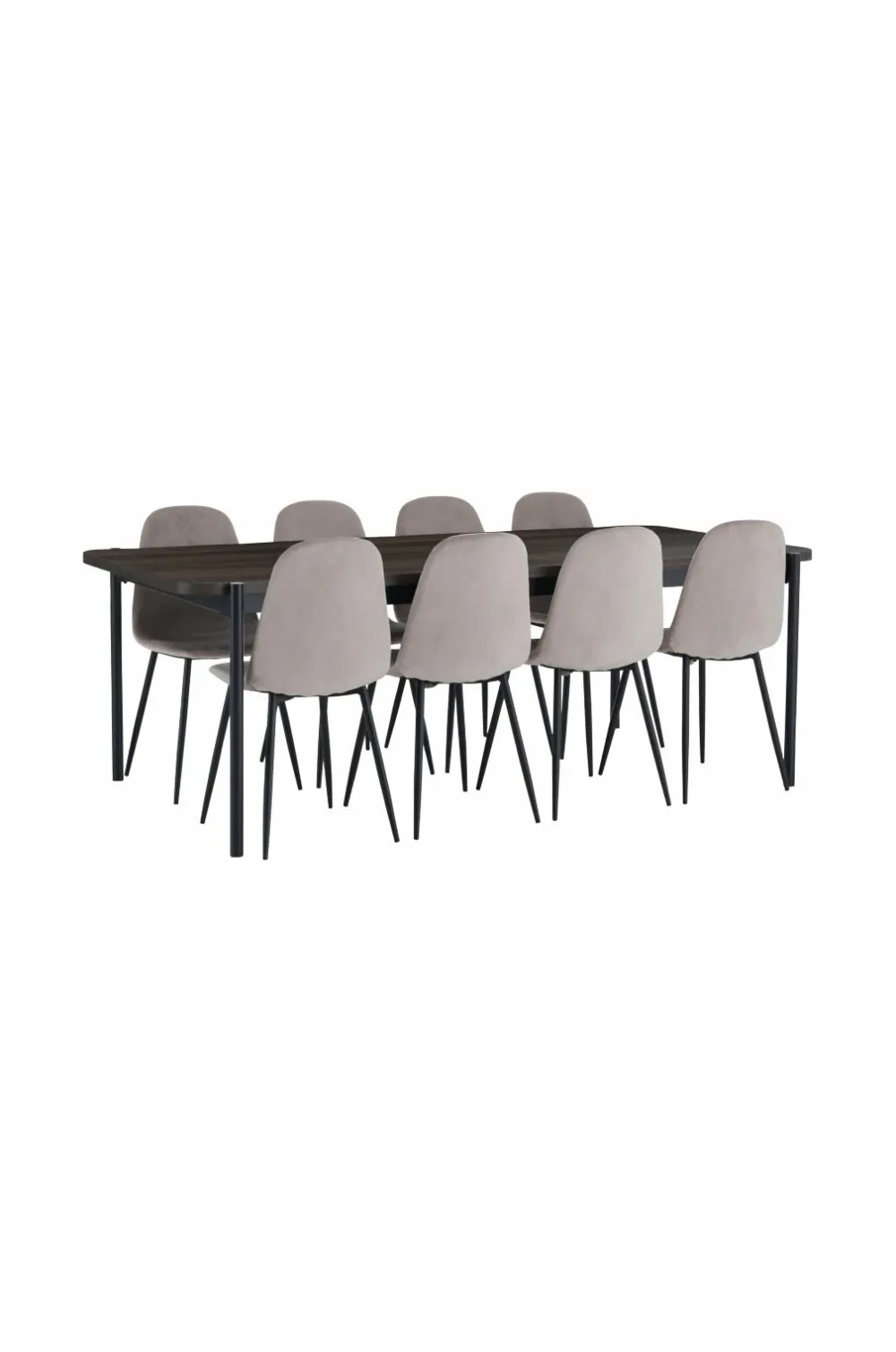 Ellos Spisegrupper>Home Spisebordssæt Gilda med 1 bord og 8 stole Brun bord / beige stole