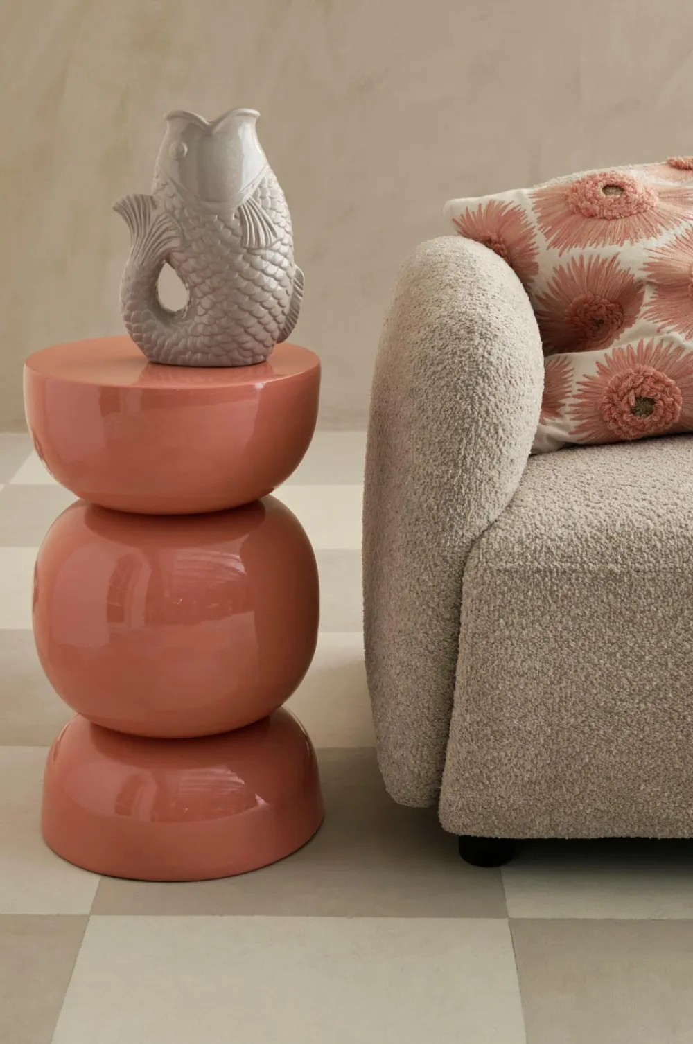 Ellos Stole & Skamler>Home Taburet Rulle Ø 30 cm Rosa