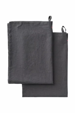 Ellos Home Viskestykke Elly i genanvendt halvlinned 2-pak Thundergrey Discount