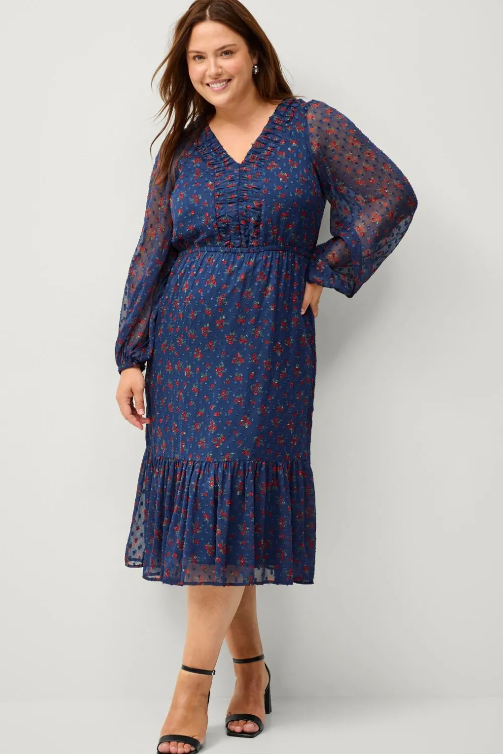 Ellos Kjoler>Plus collection Kjole Bonita Blomstret