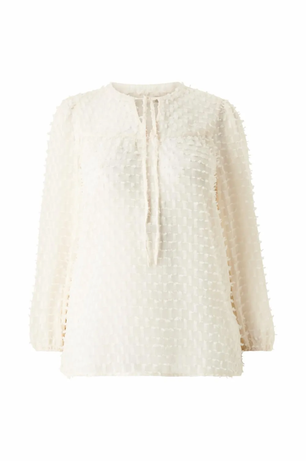 Ellos Skjorter & Bluser>Plus collection Vid bluse med ballonærmer Naturhvid