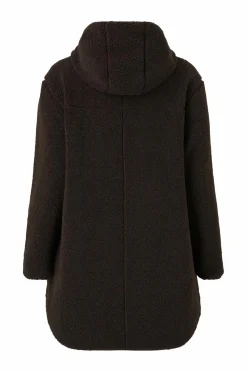 Ellos Plus collection Lang, foret fleecejakke Mørkbrun Outlet