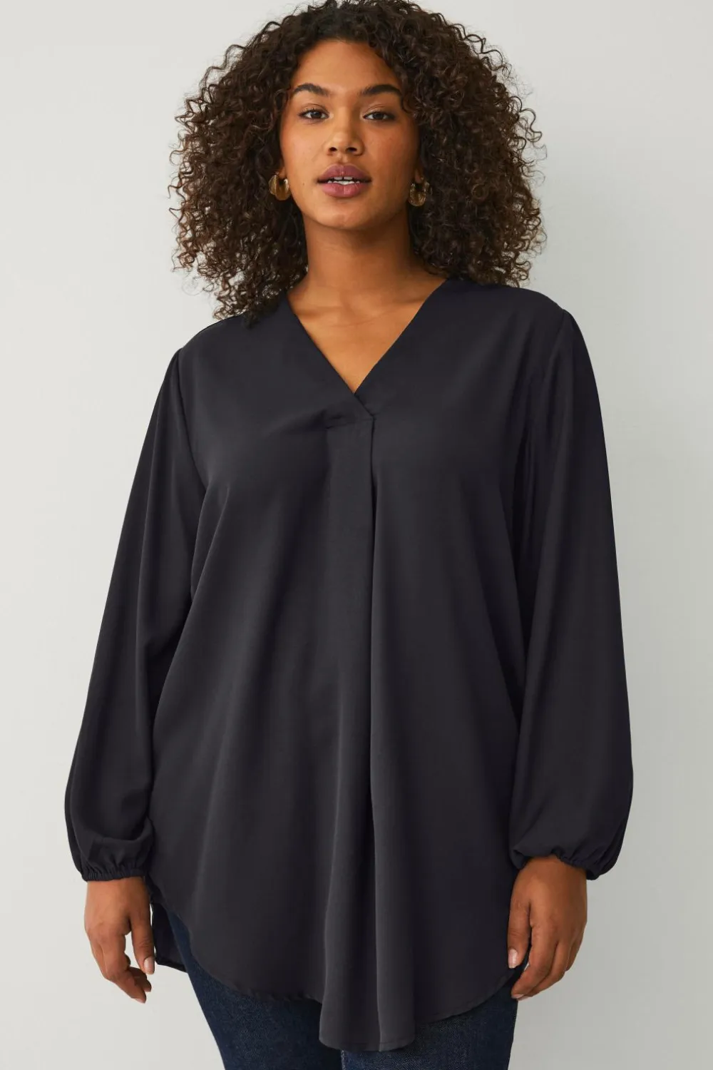 Ellos Tunikaer|Toppe & Tank-Toppe>Plus collection Tunika med v-hals sort