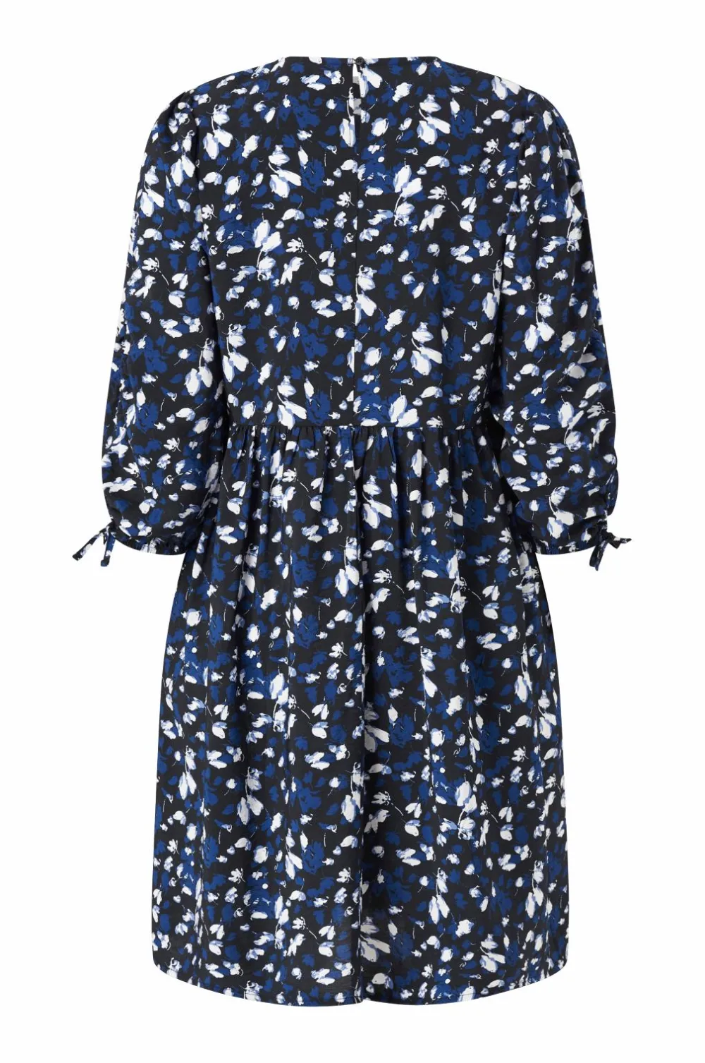 Ellos Plus collection Kjole med pufærmer Blå blomstret Online