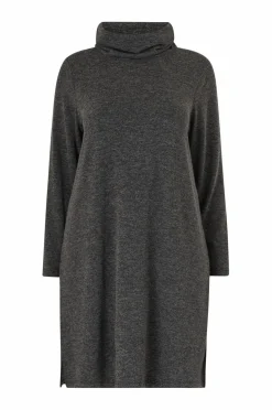 Ellos Plus collection Strikket kjole med turtleneck Mørkegrå meleret New