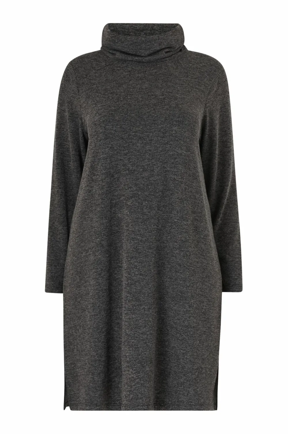 Ellos Plus collection Strikket kjole med turtleneck Mørkegrå meleret New