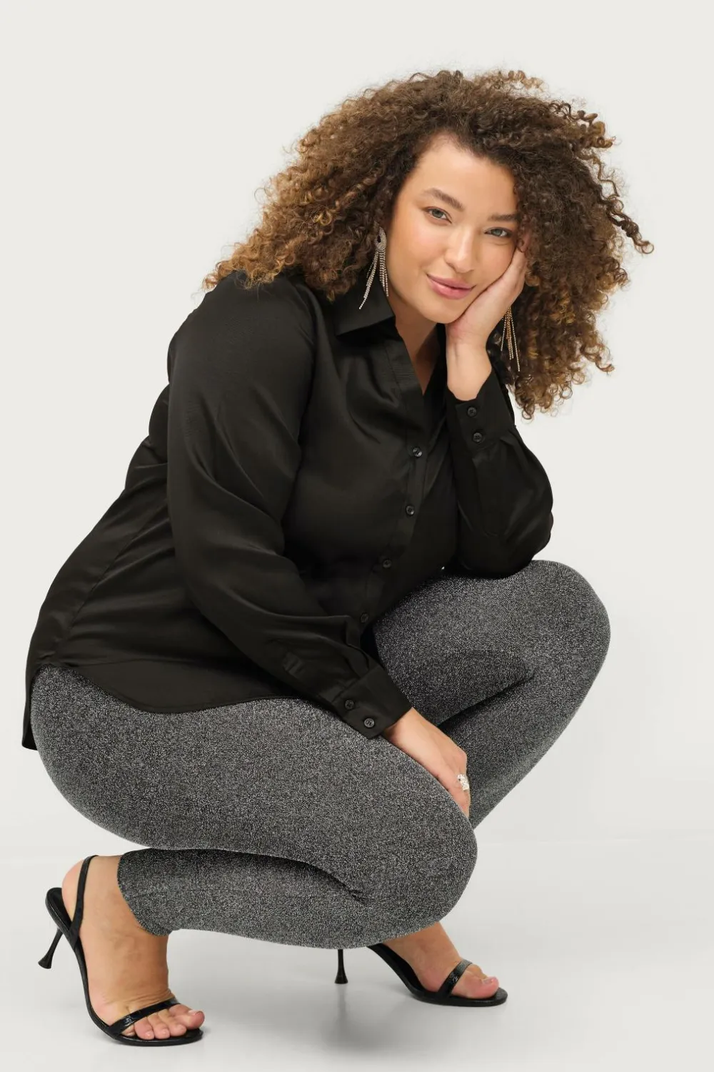 Ellos Tights & Leggings>Plus collection Leggings Lana Sortsølvfarvet