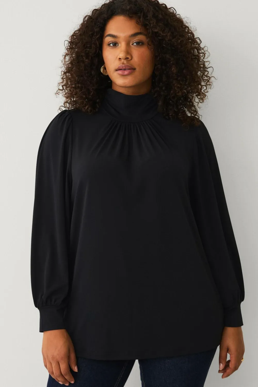 Ellos Toppe & Tank-Toppe>Plus collection Top med pufærmer sort
