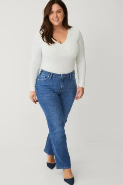 Ellos Plus collection Jeans Straight Wide Mid blue New