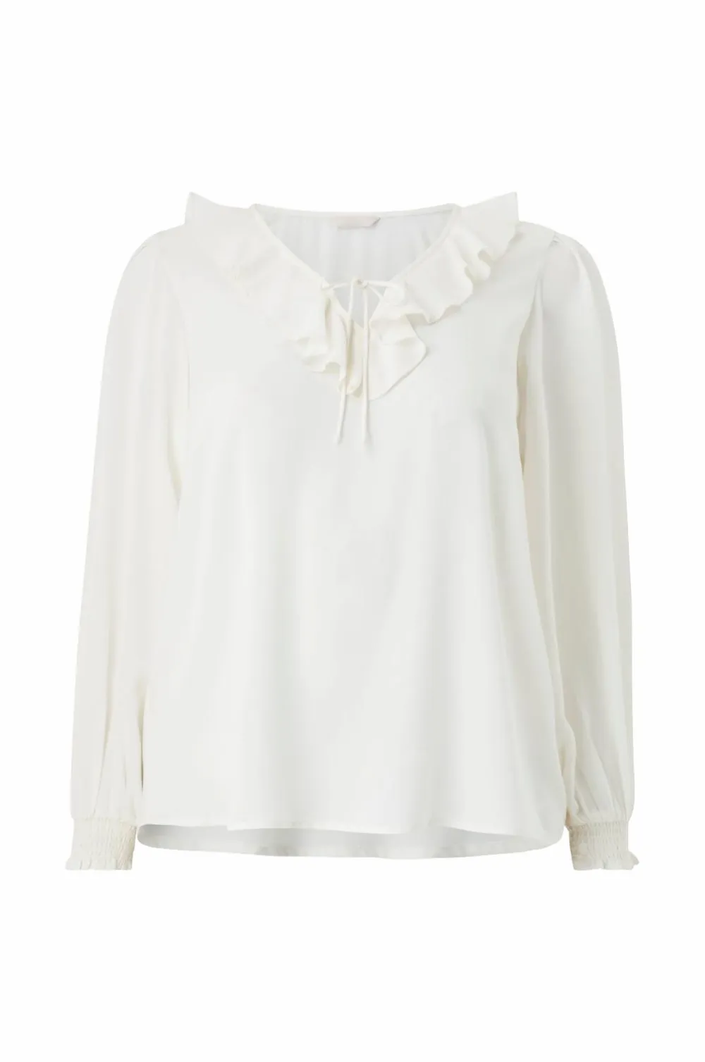 Ellos Skjorter & Bluser>Plus collection Bluse med flæse kremhvid