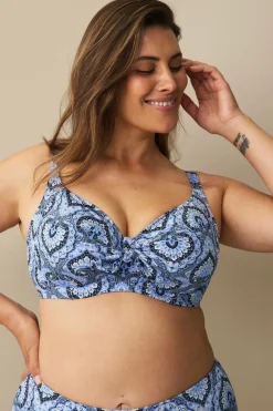Ellos Plus collection Bikini-BH med bøjle Blåmønstret Sale