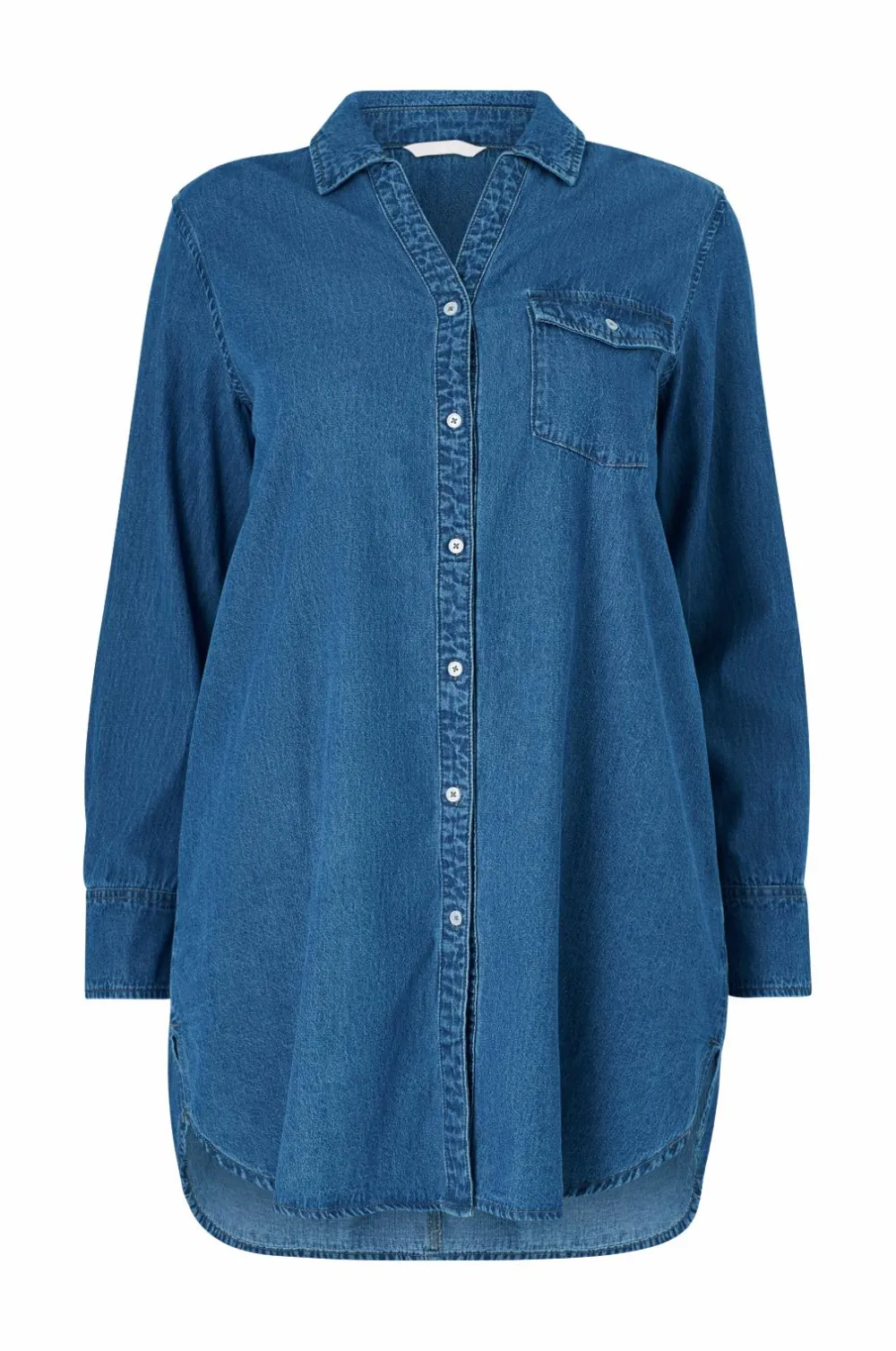 Ellos Skjorter & Bluser>Plus collection Lang cowboyskjorte Blå