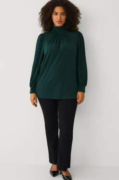 Ellos Plus collection Top med pufærmer mørkegrøn Online