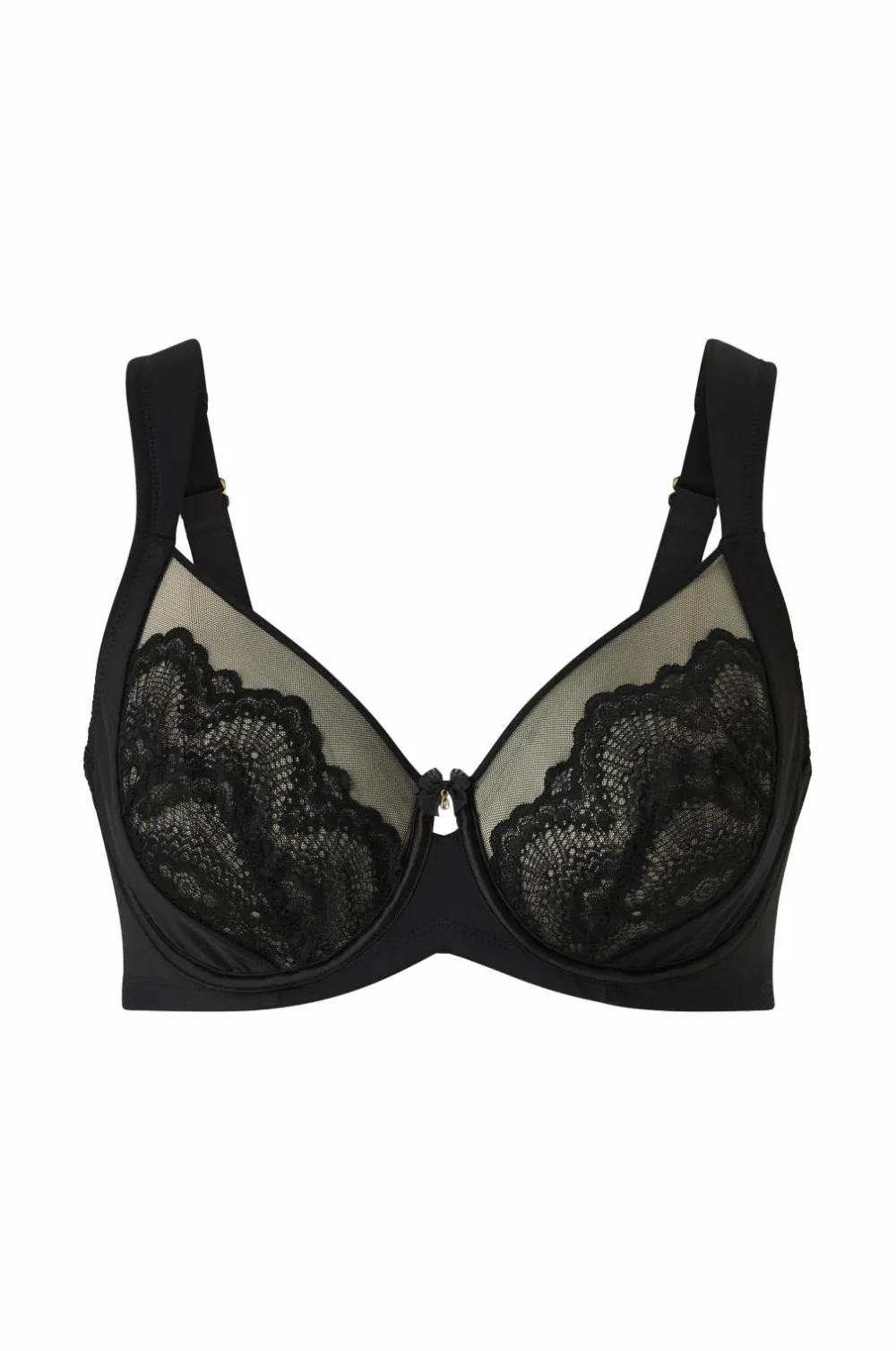 Ellos Plus collection Bh med bøjler med blondedetaljer Sort Outlet