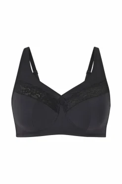 Ellos Plus collection Blød blonde- og mesh-bh Sort Outlet
