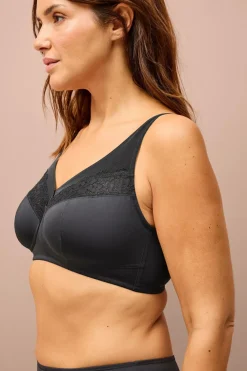 Ellos Plus collection Blød blonde- og mesh-bh Sort Outlet