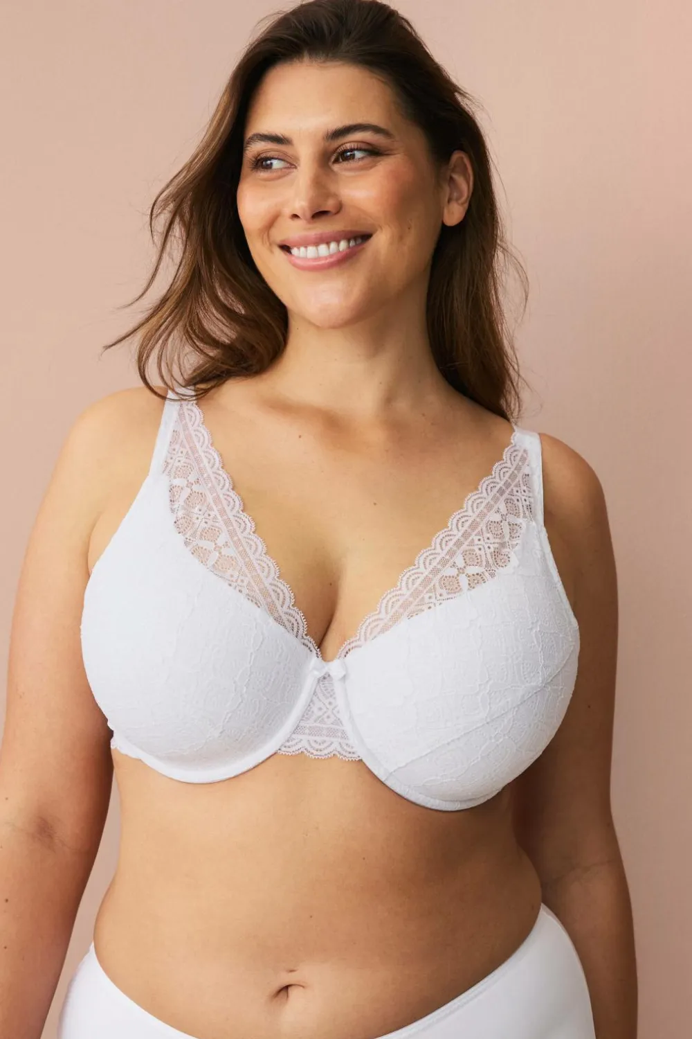 Ellos Plus collection Bøjle-bh med blondedetaljer Hvid Hot