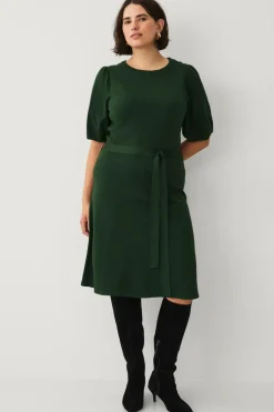 Ellos Plus collection Strikket kjole med kort ærme Grøn Discount