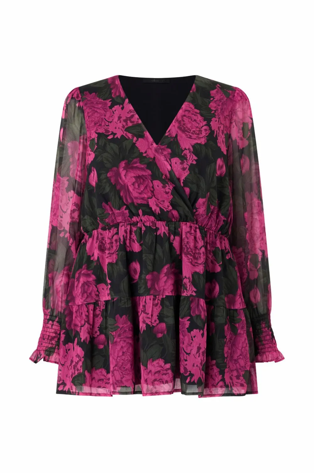 Ellos Tunikaer|Skjorter & Bluser>Plus collection Tunika i chiffon med ballonærme Rosa blomstret