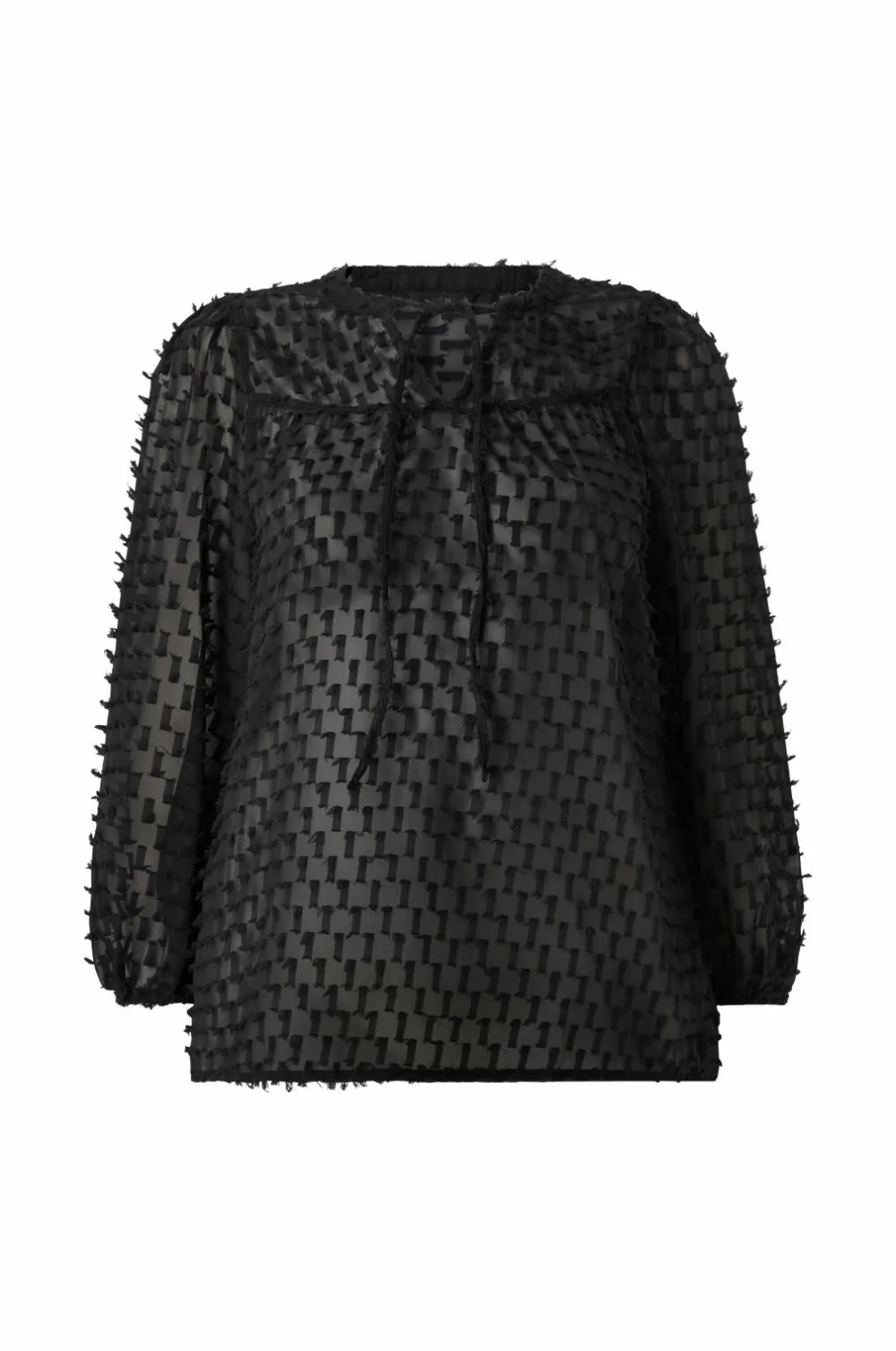 Ellos Plus collection Vid bluse med ballonærmer sort New