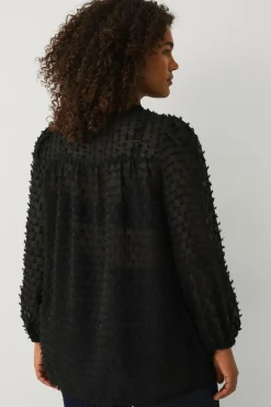 Ellos Plus collection Vid bluse med ballonærmer sort New