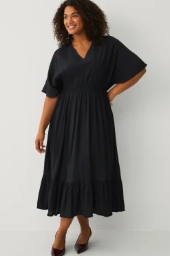 Ellos Plus collection Maxikjole med smock sort Hot