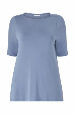 Ellos Plus collection Blød top med bådhals Blå Sale