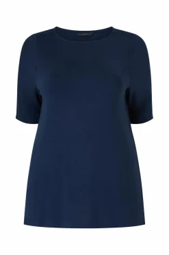 Ellos Plus collection Blød top med bådhals Marineblå New