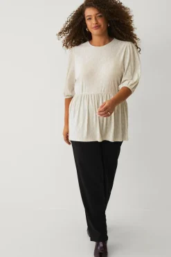 Ellos Plus collection Top med pufærmer beige New