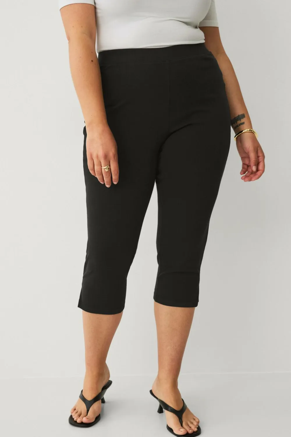 Ellos Bukser>Plus collection Capri treggings Sort